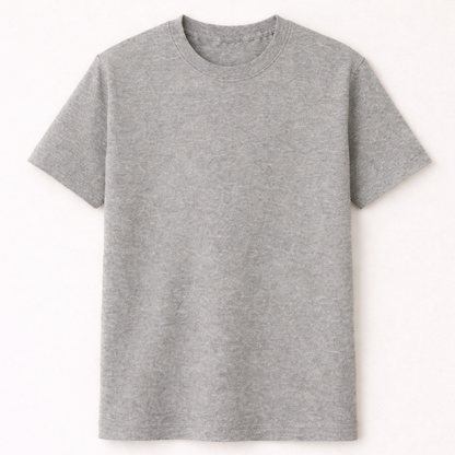 Grey Bio-Washed 100% Cotton Super Combed T-Shirt (180 GSM)Soft & Breathable