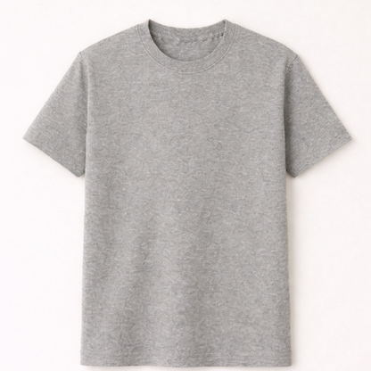 Grey Bio-Washed 100% Cotton Super Combed T-Shirt (180 GSM) | Premium Quality | Soft & Breathable