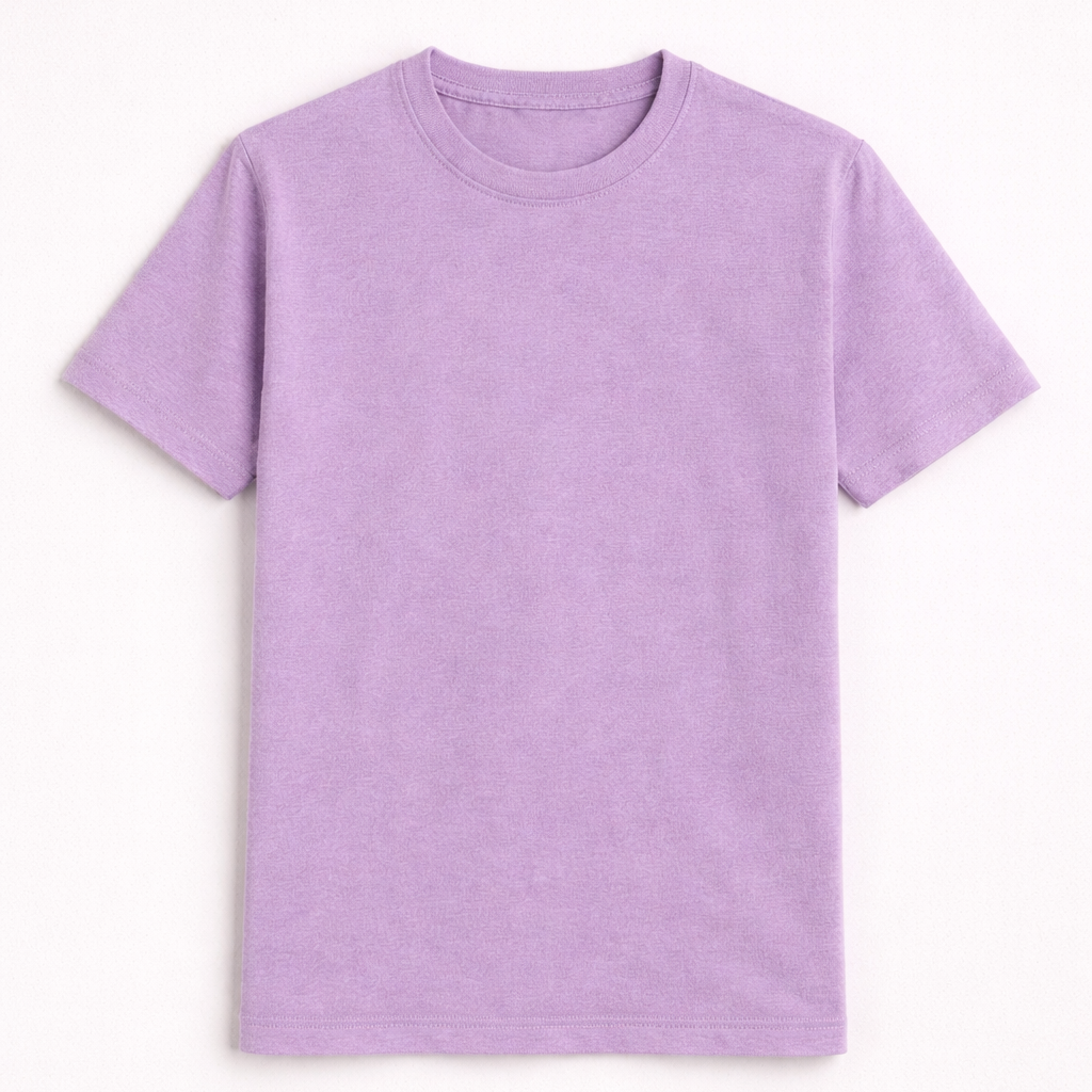 Lavender Bio-Washed 100% Cotton Super Combed T-Shirt (180 GSM)