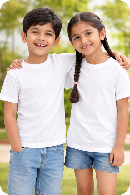 White - Kids Premium Cotton T-Shirt – 180 GSM Super Combed | Soft, Durable & Everyday Comfort