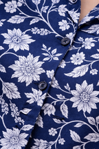 Women’s  Blue Floral Printed Kurta Set – Premium Soft Cotton | 2-Piece Set