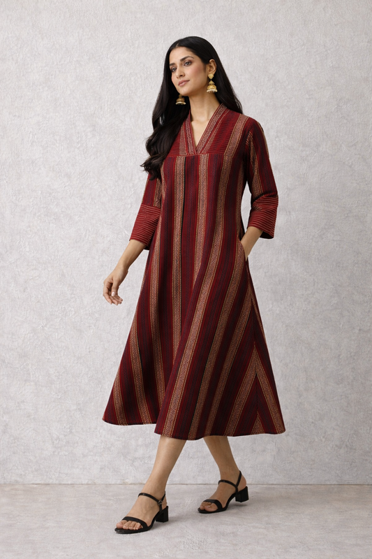Handcrafted Ajrakh Cotton Kurti with Pocket – Vegetable Dyed | 42” Length