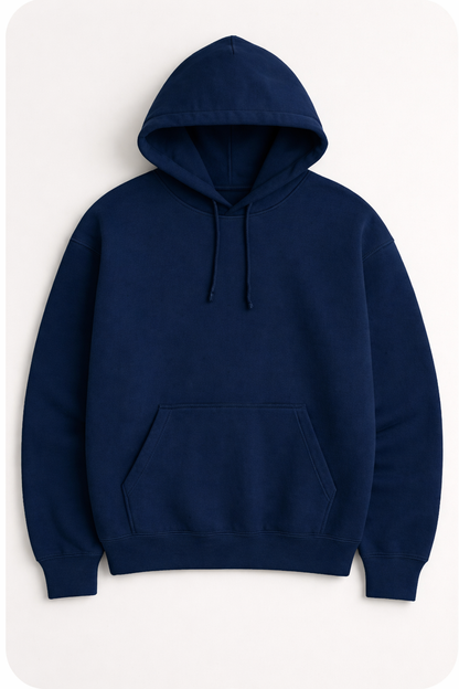 Heavy Oversized Hoodie – 430 GSM Cotton Brushed Loopknit (88% Cotton / 12% Polyester) - Navy Blue