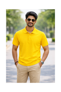 Yellow - Premium 100% Combed Compact Cotton Polo T-Shirt