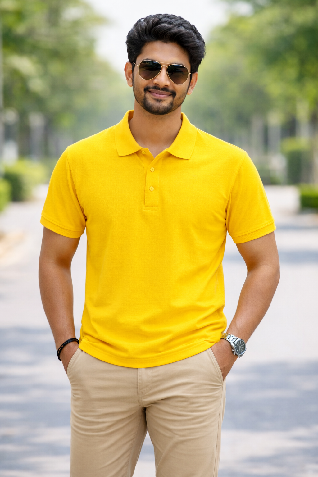 Yellow - Premium 100% Combed Compact Cotton Polo T-Shirt | Soft • Durable • Breathable
