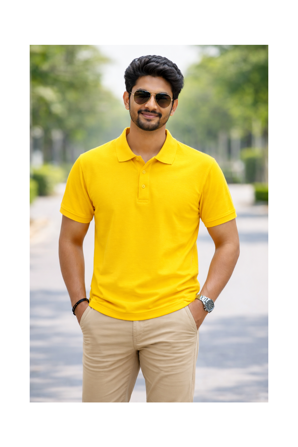 Yellow - Premium 100% Combed Compact Cotton Polo T-Shirt