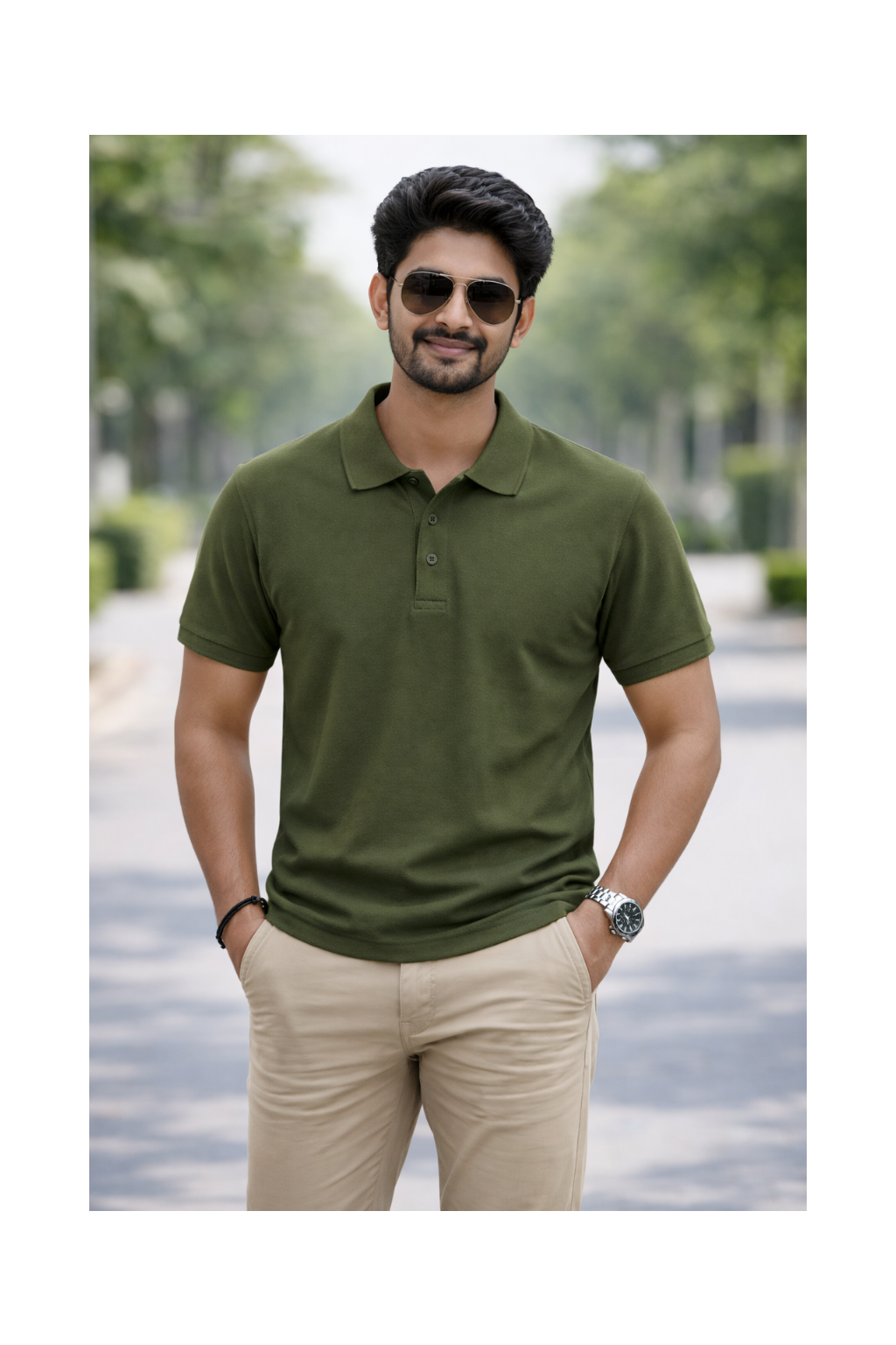 Garden Green - Premium 100% Combed Compact Cotton Polo T-Shirt