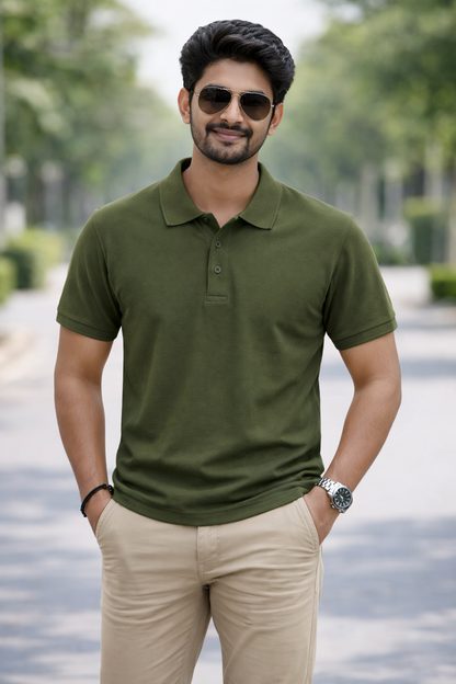 Garden Green - Premium 100% Combed Compact Cotton Polo T-Shirt | Soft • Durable • Breathable