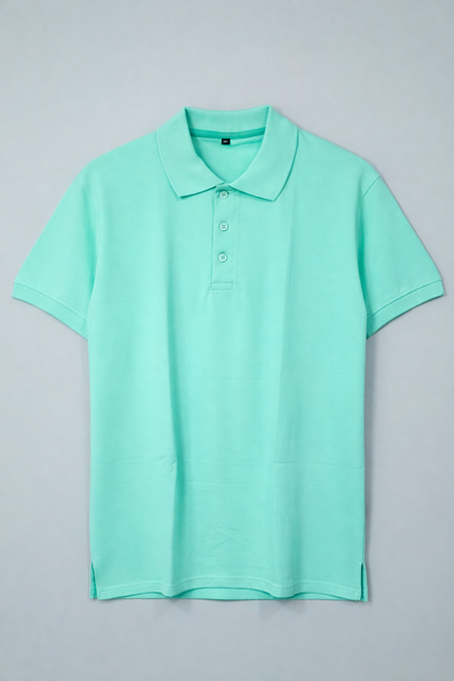 Sea Blue Premium 100% Combed Compact Cotton Polo T-Shirt | Soft • Durable • Breathable