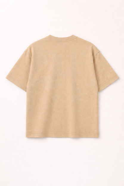 Beige Oversized T-Shirt | 240 GSM Premium French Terry Cotton | Streetwear Drop Shoulder Tee