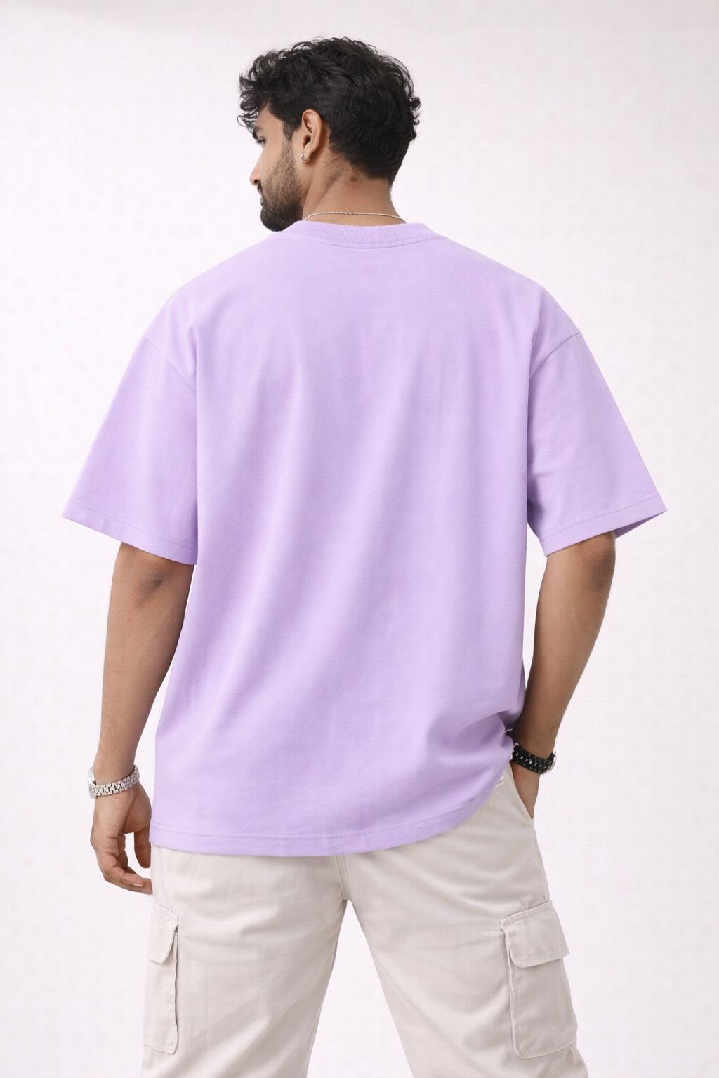 Lavender Oversized T-Shirt for Men | 240 GSM Premium French Terry Cotton | Streetwear Drop Shoulder Tee
