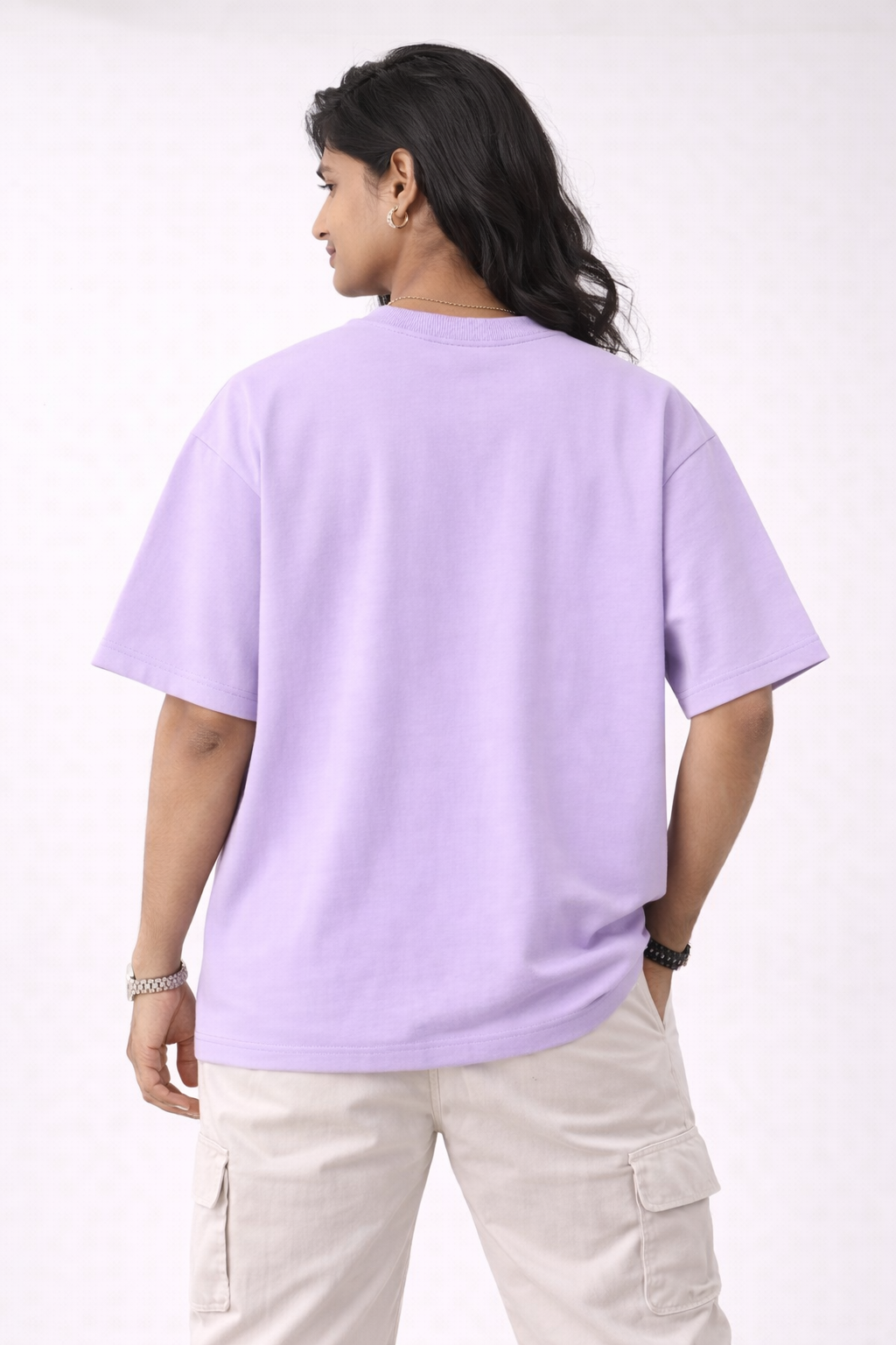 Lavender Oversized T-Shirt | 240 GSM Premium French Terry Cotton | Streetwear Drop Shoulder Tee