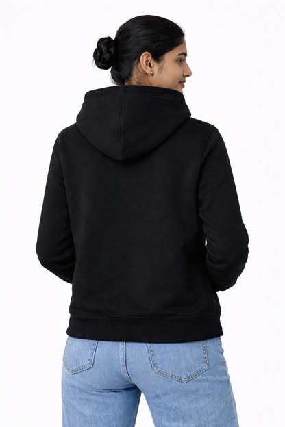 320 GSM Premium Cotton Brushed Loopknit Hoodie | 88% Cotton 12% Polyester | Soft Winter Wear - Black