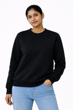 Black Premium Cotton Crewneck Sweatshirt for Men & Women