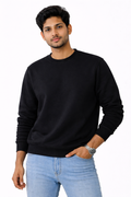 Black Premium Cotton Crewneck Sweatshirt for Men & Women