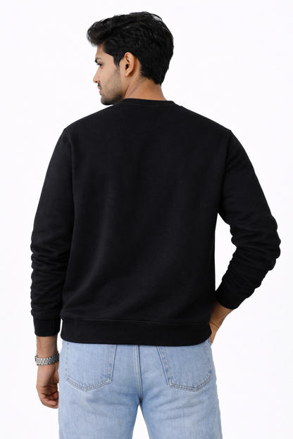 Black Premium Cotton Crewneck Sweatshirt for Men & Women | Winter Wear | Soft & Comfortable