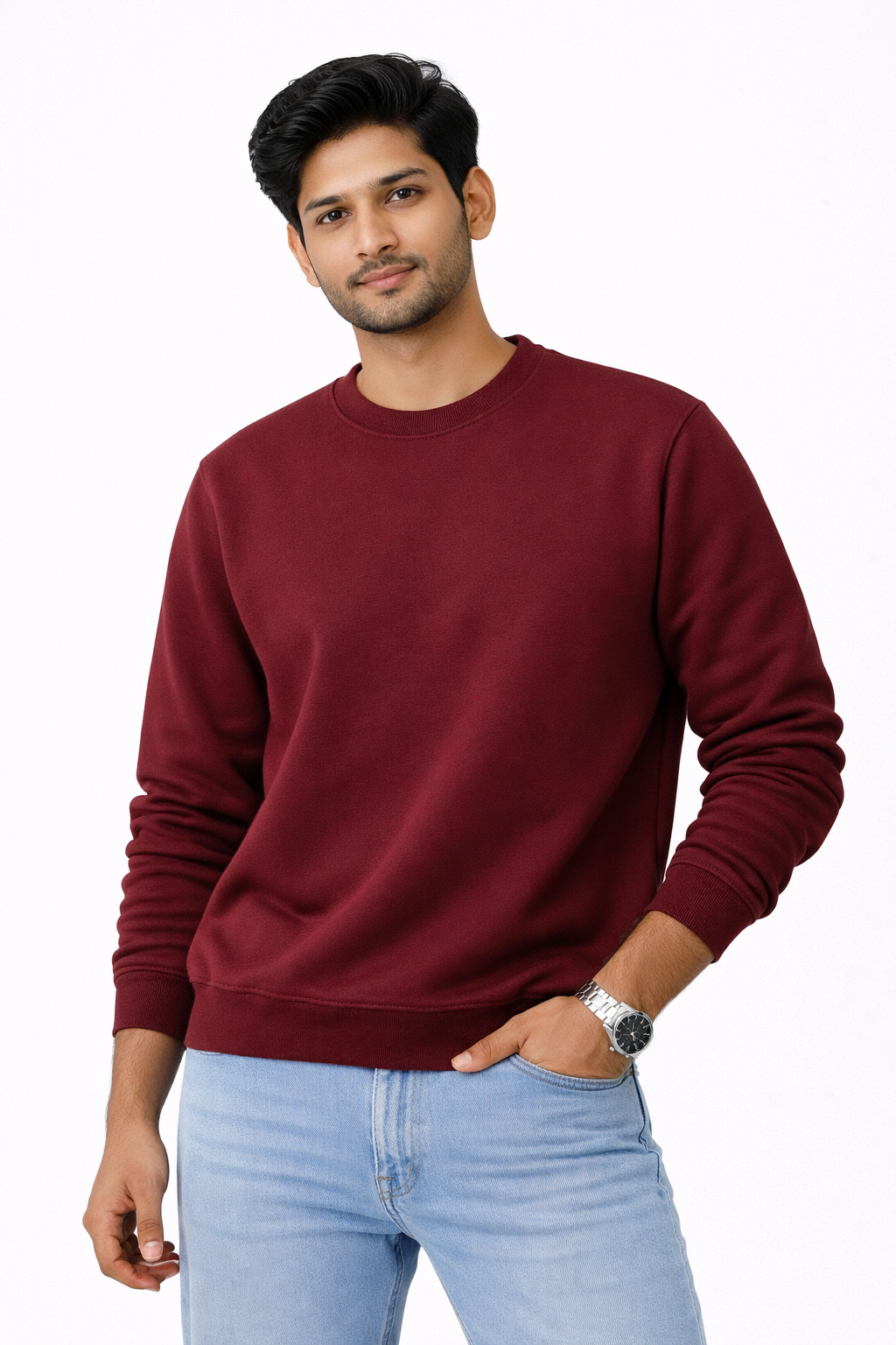 Maroon Premium Cotton Crewneck Sweatshirt for Men & Women