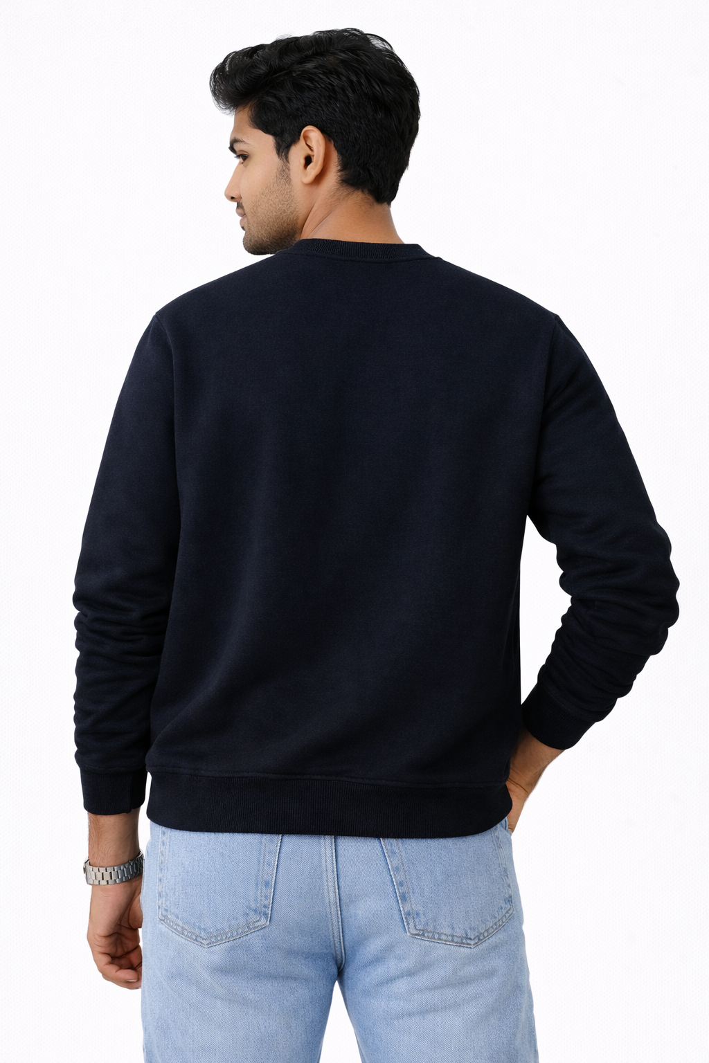 Navy Blue Premium Cotton Crewneck Sweatshirt for Men & Women | Winter Wear | Soft & Comfortable