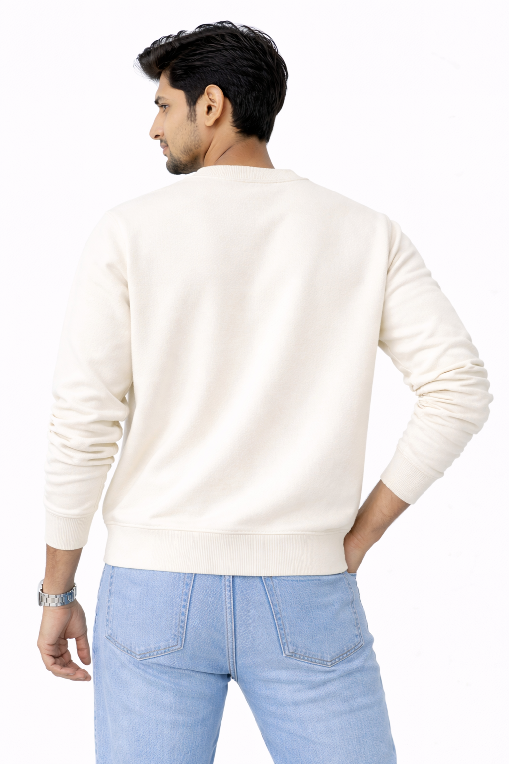Off White Premium Cotton Crewneck Sweatshirt for Men & Women | Winter Wear | Soft & Comfortable