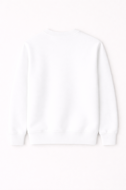 White Premium Cotton Crewneck Sweatshirt for Men & Women | Winter Wear | Soft & Comfortable