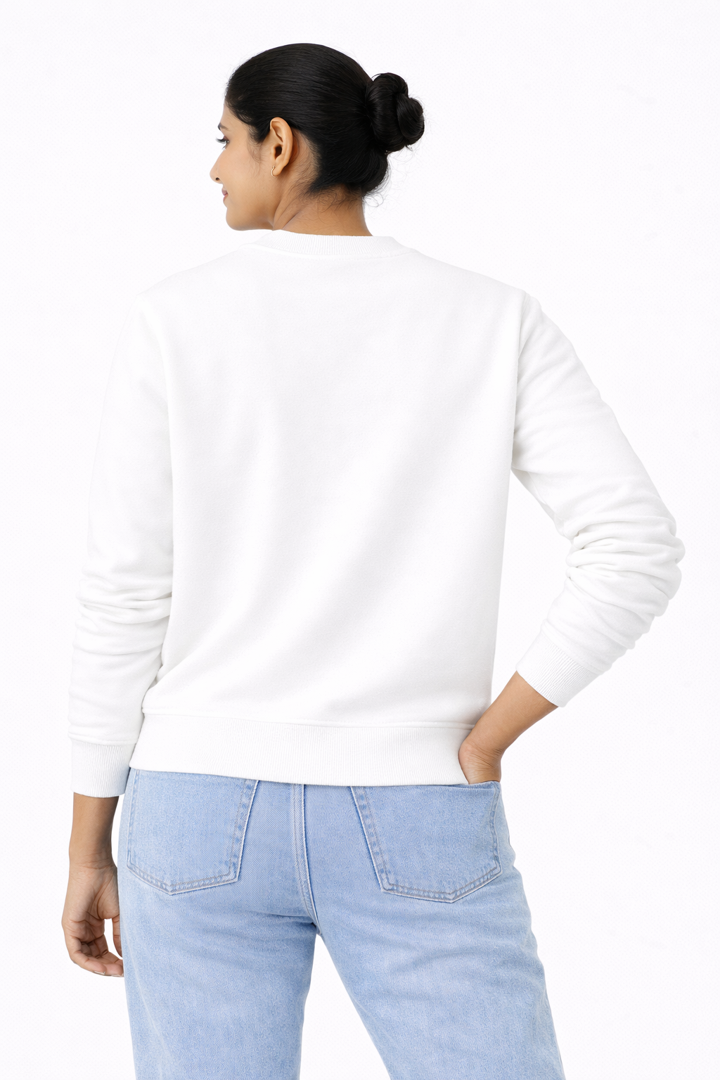 White Premium Cotton Crewneck Sweatshirt for Men & Women