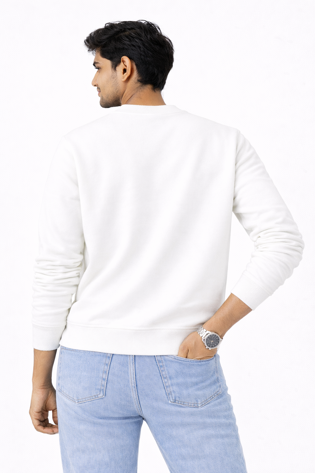 White Premium Cotton Crewneck Sweatshirt for Men & Women | Winter Wear | Soft & Comfortable
