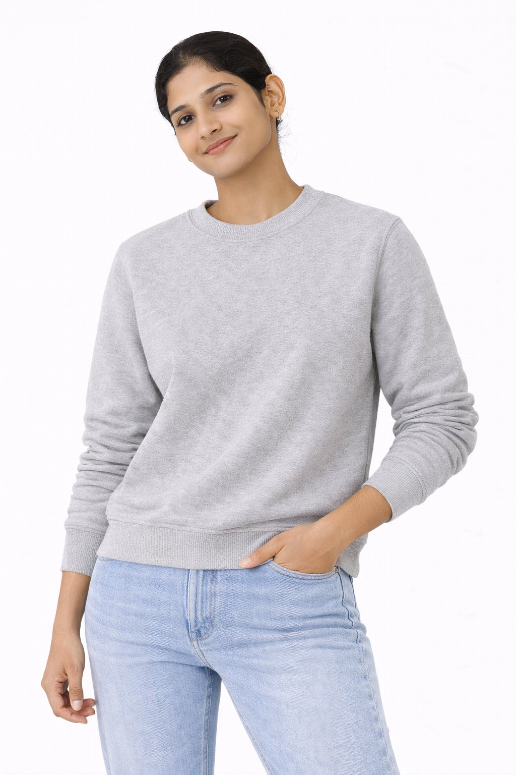 Grey Premium Cotton Crewneck Sweatshirt for Men & Women