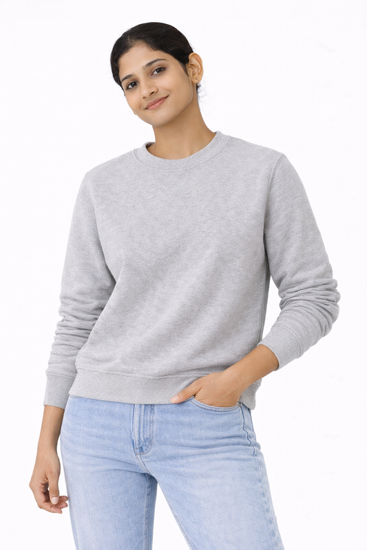 Grey Premium Cotton Crewneck Sweatshirt for Men & Women | Winter Wear | Soft & Comfortable