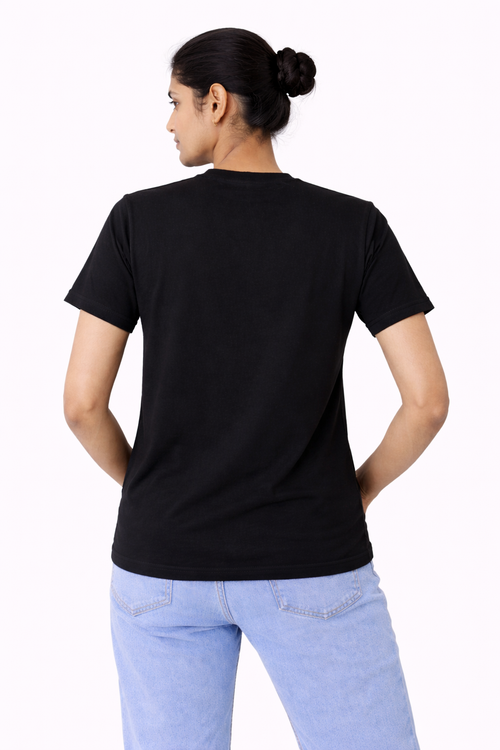 Black Bio-Washed 100% Cotton Super Combed T-Shirt (180 GSM)