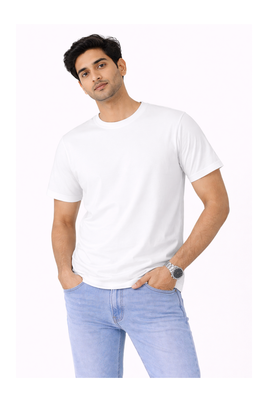 White Bio-Washed 100% Cotton Super Combed T-Shirt (180 GSM)