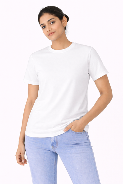 White Bio-Washed 100% Cotton Super Combed T-Shirt (180 GSM) | Premium Quality | Soft & Breathable