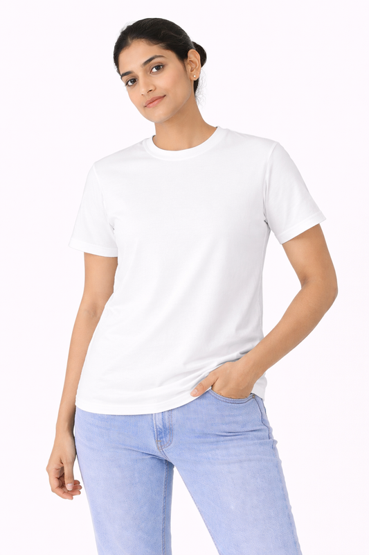 White Bio-Washed 100% Cotton Super Combed T-Shirt (180 GSM) | Premium Quality | Soft & Breathable