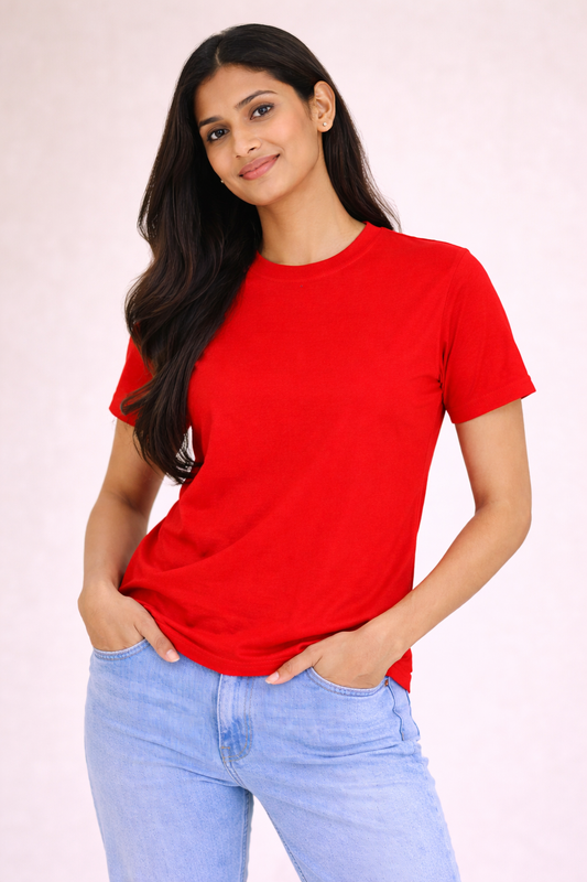 Red Bio-Washed 100% Cotton Super Combed T-Shirt (180 GSM) | Premium Quality | Soft & Breathable