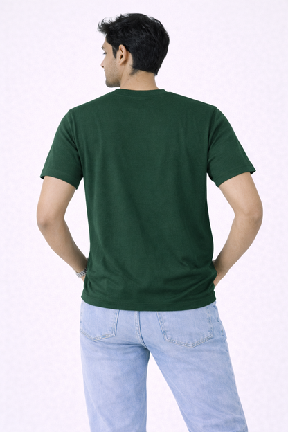 Bottle Green Bio-Washed 100% Cotton Super Combed T-Shirt (180 GSM) | Premium Quality | Soft & Breathable