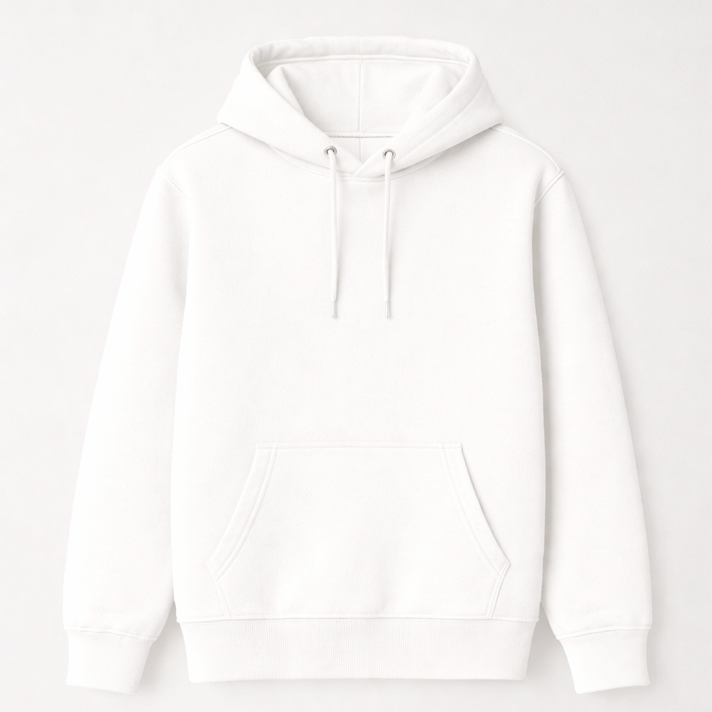 320 GSM Premium Cotton Brushed Loop knit Hoodie | 88% Cotton 12% Polyester | Soft Winter Wear - White