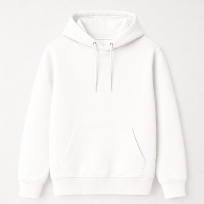 320 GSM Premium Cotton Brushed Loop knit Hoodie | 88% Cotton 12% Polyester | Soft Winter Wear - White