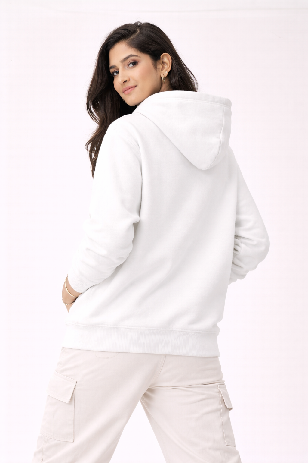 320 GSM Premium Cotton Brushed Loop knit Hoodie | 88% Cotton 12% Polyester | Soft Winter Wear- White
