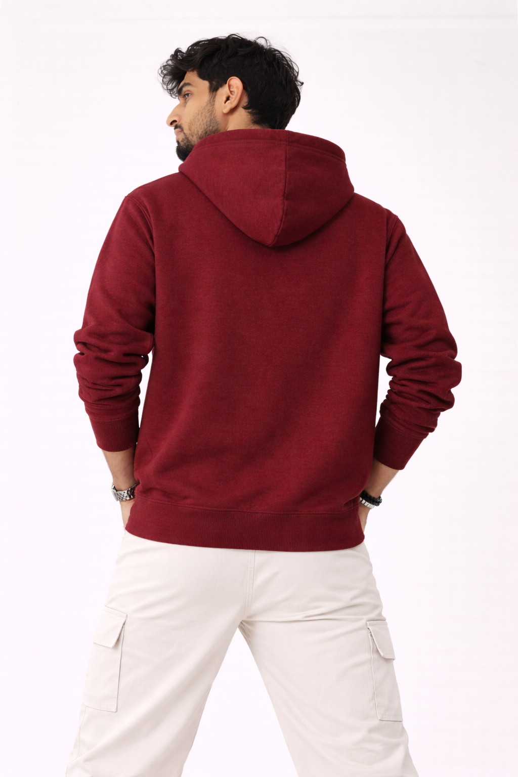 320 GSM Premium Cotton Brushed Loopknit Hoodie | 88% Cotton 12% Polyester | Soft Winter Wear - Maroon