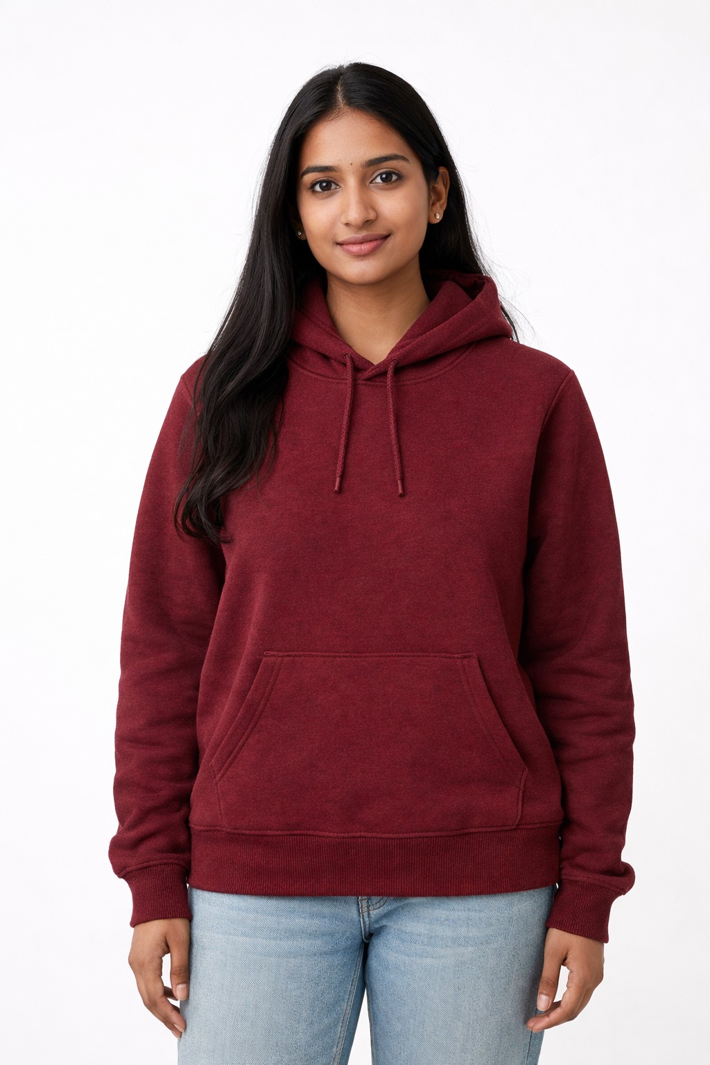 320 GSM Premium Cotton Brushed Loopknit Hoodie | 88% Cotton 12% Polyester | Soft Winter Wear - Maroon