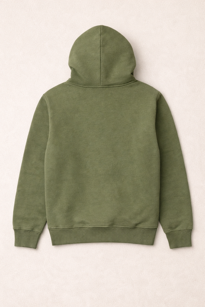 320 GSM Premium Cotton Brushed Loopknit Hoodie | 88% Cotton 12% Polyester | Soft Winter Wear - Army Green
