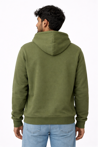 320 GSM Premium Cotton Brushed Loopknit Hoodie | 88% Cotton 12% Polyester | Soft Winter Wear - Army Green
