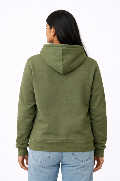 320 GSM Premium Cotton Brushed Loopknit Hoodie | 88% Cotton 12% Polyester | Soft Winter Wear - Army Green