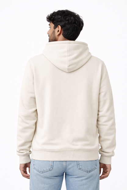 320 GSM Premium Cotton Brushed Loopknit Hoodie | 88% Cotton 12% Polyester | Soft Winter Wear - Off White