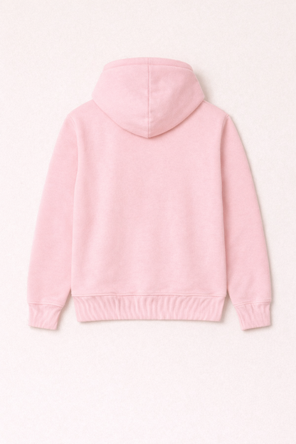 320 GSM Premium Cotton Brushed Loopknit Hoodie | 88% Cotton 12% Polyester | Soft Winter Wear - Baby Pink