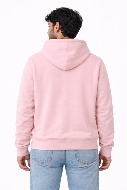 320 GSM Premium Cotton Brushed Loopknit Hoodie | 88% Cotton 12% Polyester | Soft Winter Wear - Baby Pink