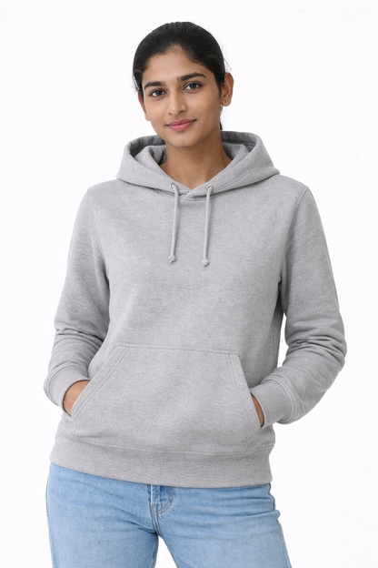 320 GSM Premium Cotton Brushed Loopknit Hoodie | 88% Cotton 12% Polyester | Soft Winter Wear - Grey