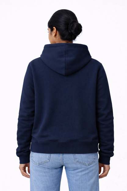 320 GSM Premium Cotton Brushed Loopknit Hoodie | 88% Cotton 12% Polyester | Soft Winter Wear - Navy Blue