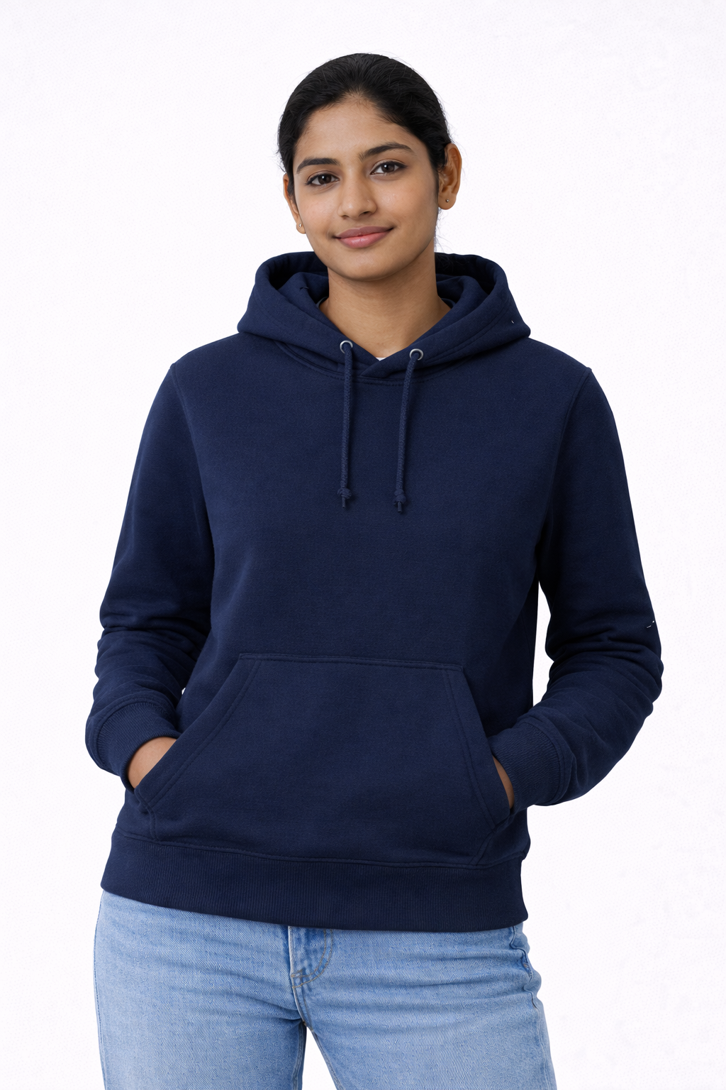 320 GSM Premium Cotton Brushed Loopknit Hoodie | 88% Cotton 12% Polyester | Soft Winter Wear - Navy Blue