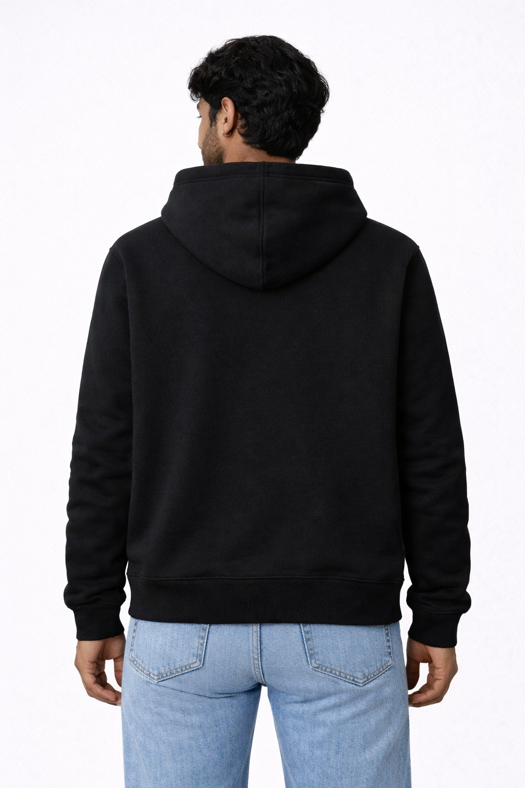 320 GSM Premium Cotton Brushed Loopknit Hoodie | 88% Cotton 12% Polyester | Soft Winter Wear - Black