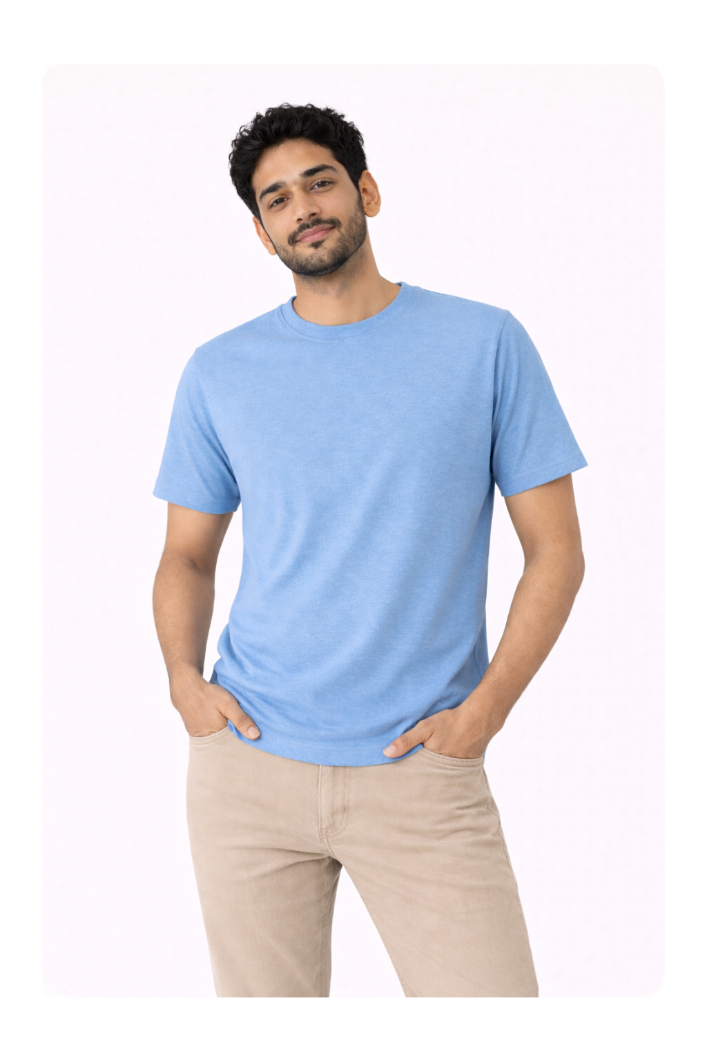 Sky Blue Bio-Washed 100% Cotton Super Combed T-Shirt (180 GSM)